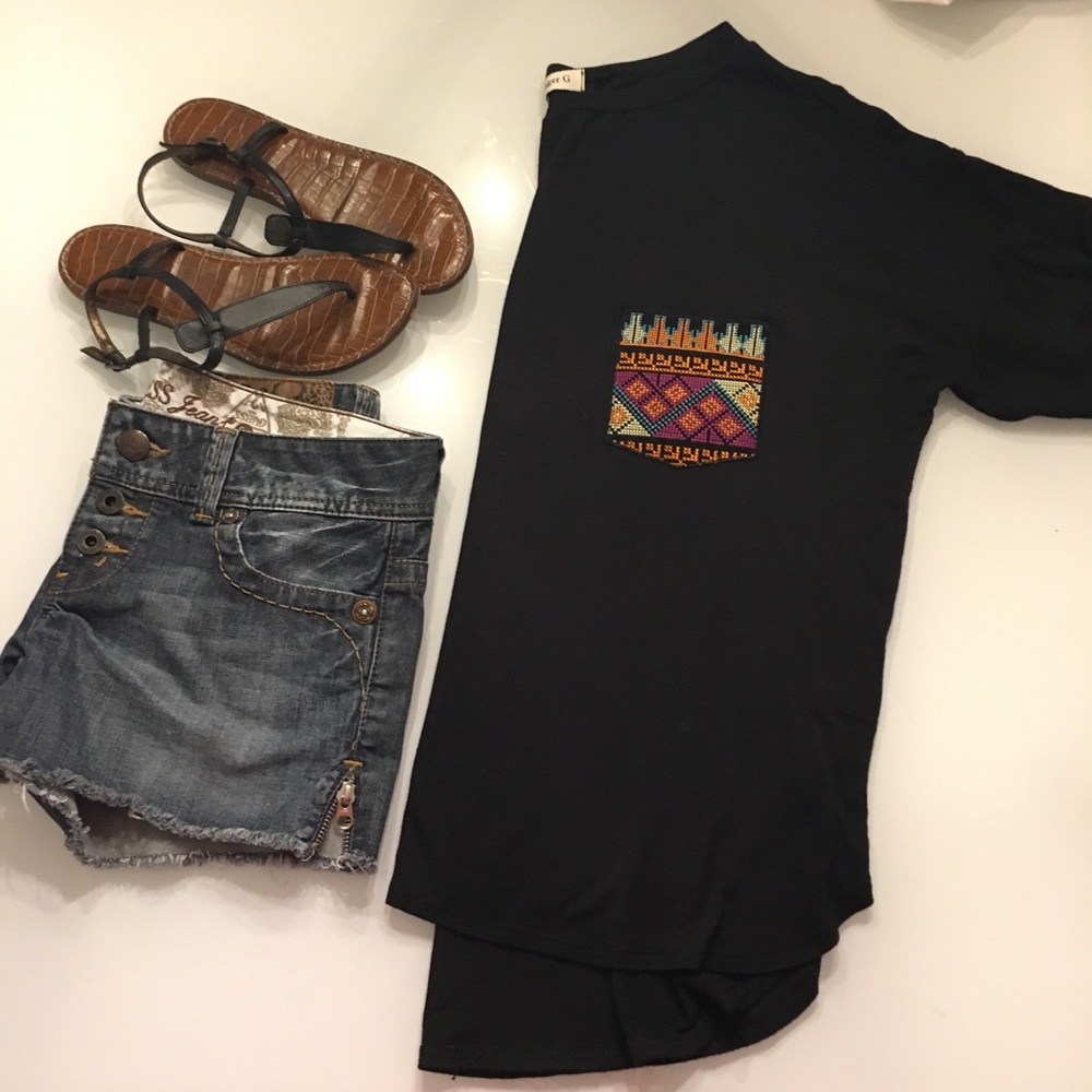 Ginger g black graphic pocket tee made USA medium